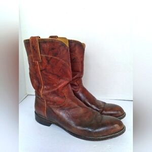 Vintage Leather Cowboy‎ Boots Western Style Pull On Brown Size Unknown